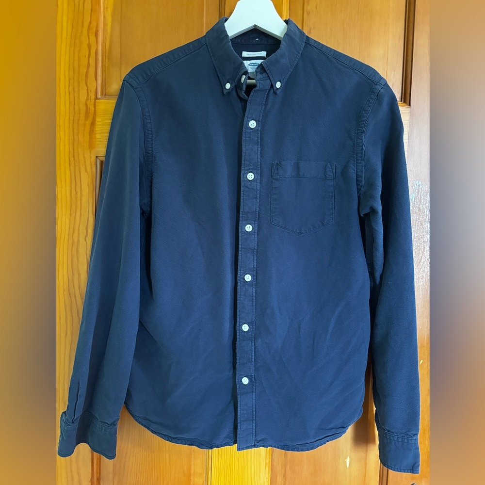 Old Navy Navy Blue Long-Sleeve Button-Down Shirt